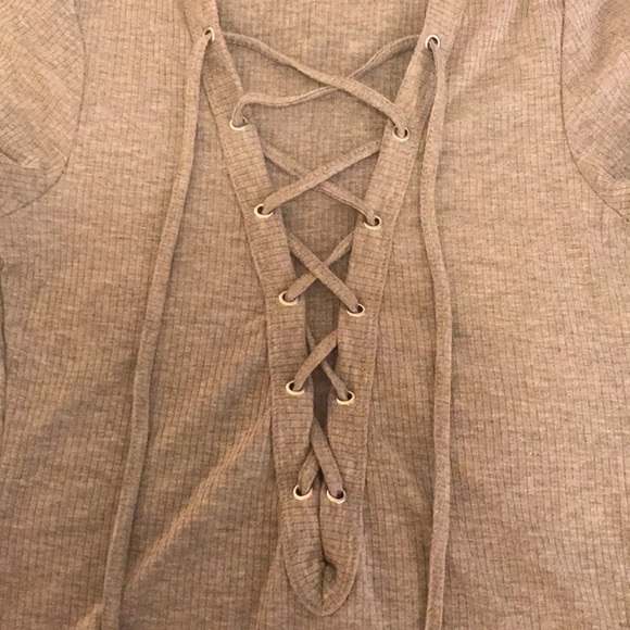 Gray Deep V Neck - Picture 2 of 3